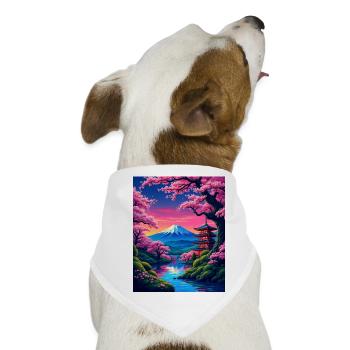 Mt Fuji Sonnenaufgang mit Kirschblüten - Hunde-Bandana - Weiß - Vorne