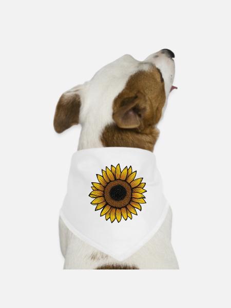 Sunflower - Dog Bandana - white - Front