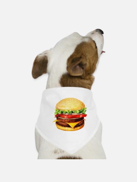 Watercolor hamburgers fast food - Dog Bandana - white - Front