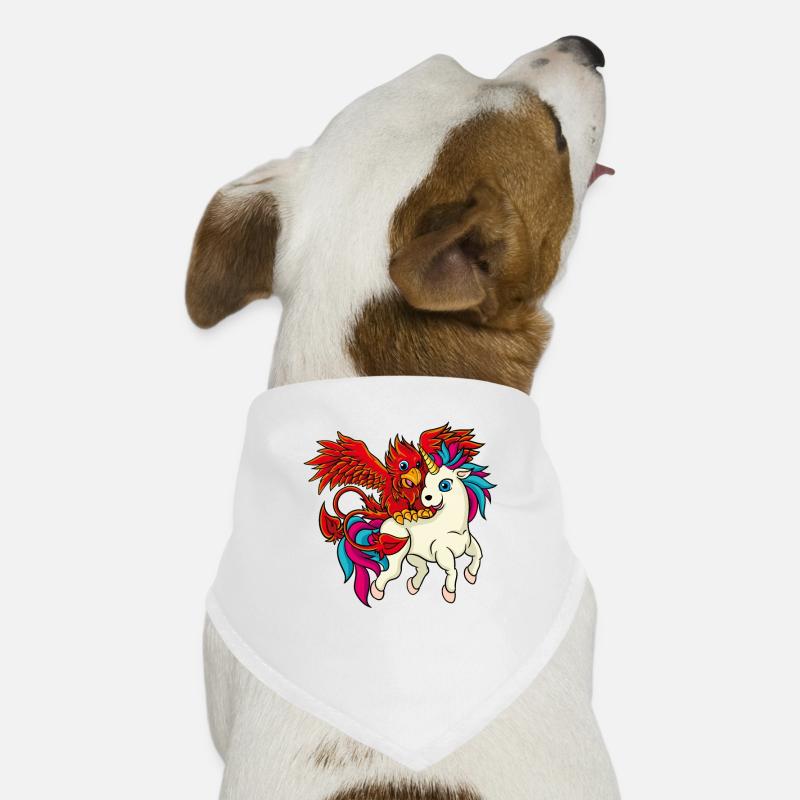 Beste Freunde - Einhorn und Phoenix - Hunde-Bandana - Weiß