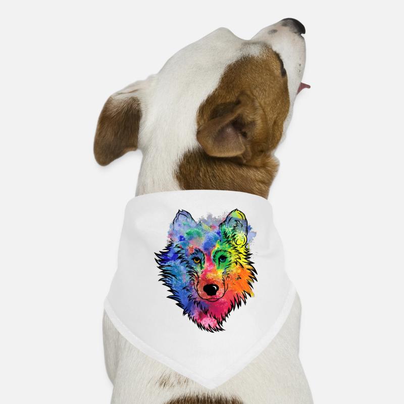Wolf's Face Colorful Watercolor Wolf's Head Dog Bandana