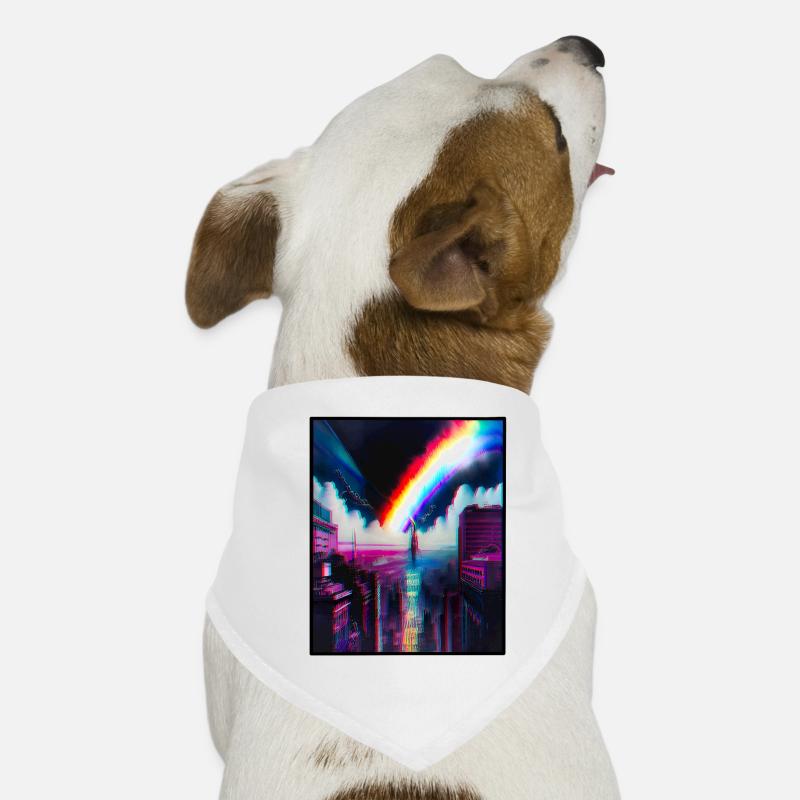 Rainbow City Skyline Art Dog Bandana