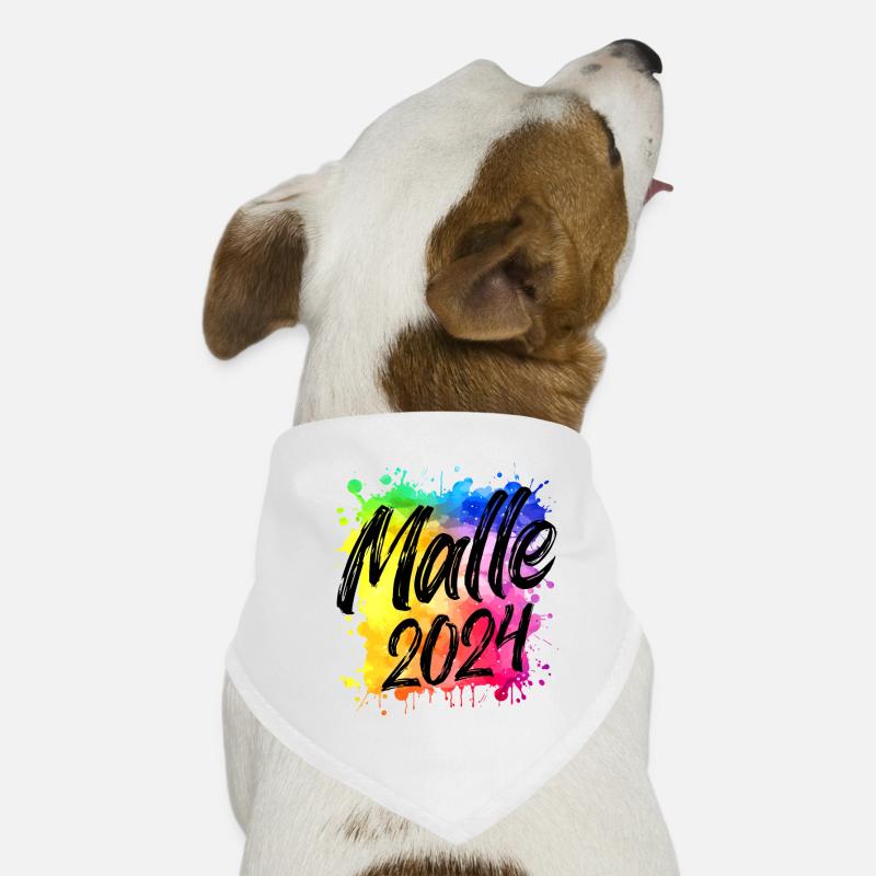 Malle 2024 Bunt Klecks Mallorca - Hunde-Bandana - Weiß