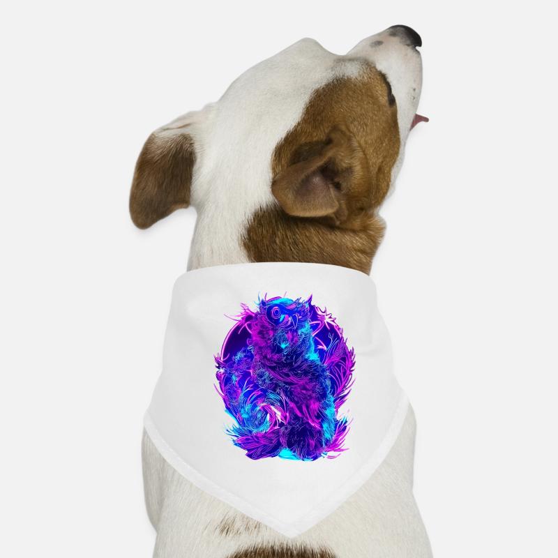 Abstrakte Eulen Neon Synthwave Kunst Hunde-Bandana