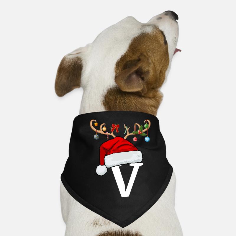 Letter V Christmas hat Dog Bandana