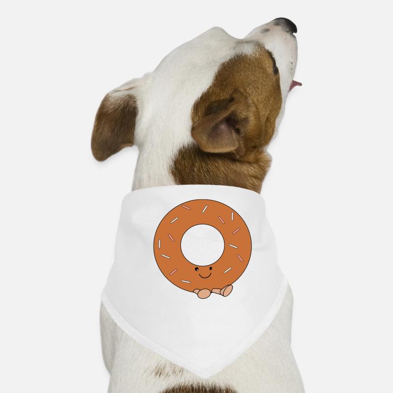 Süßer Comic-Doughnut - Hunde-Bandana - Weiß