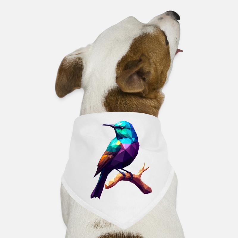 Vogel abstract auf Ast, Geschenkidee - Hunde-Bandana - Weiß