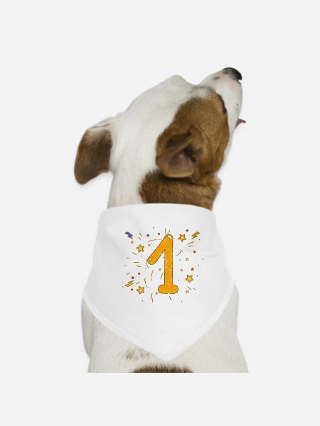 erster Geburtstag, 1. Geburtstag, Jahrestag 1, Eins - Hunde-Bandana - Weiß