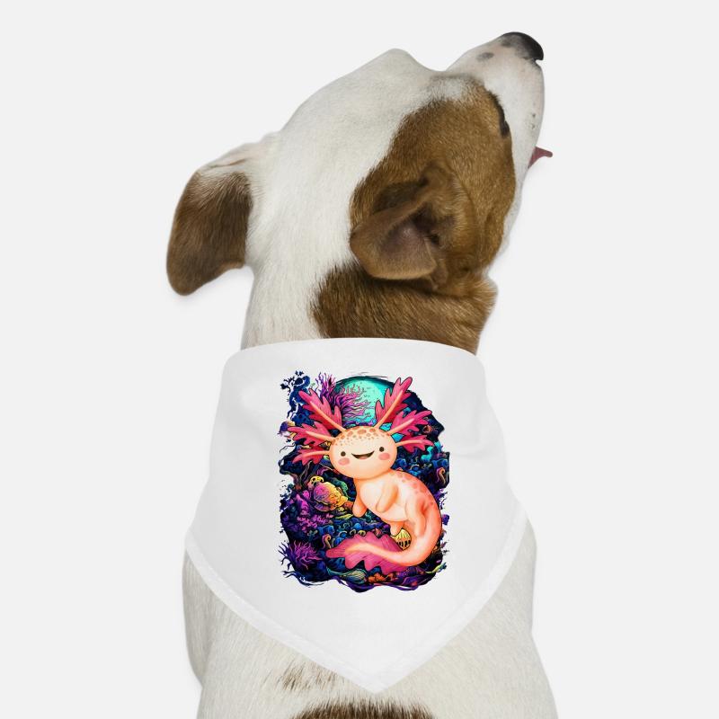 Axolotl - Hunde-Bandana - Weiß