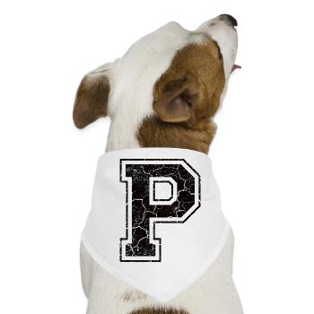 Buchstabe P im Vintage-Shabby-Chic - Hunde-Bandana - Weiß - Vorne