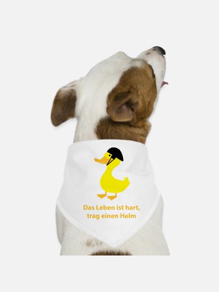Ente mit Helm - Hunde-Bandana - Weiß