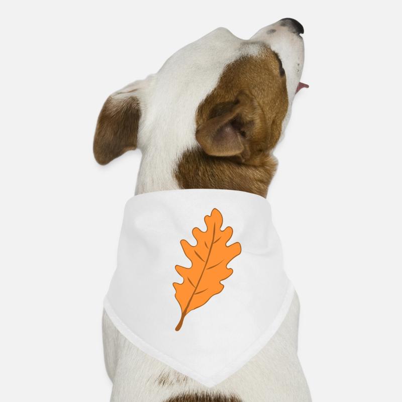 Eiche - Blatt - Herbst - Hunde-Bandana - Weiß