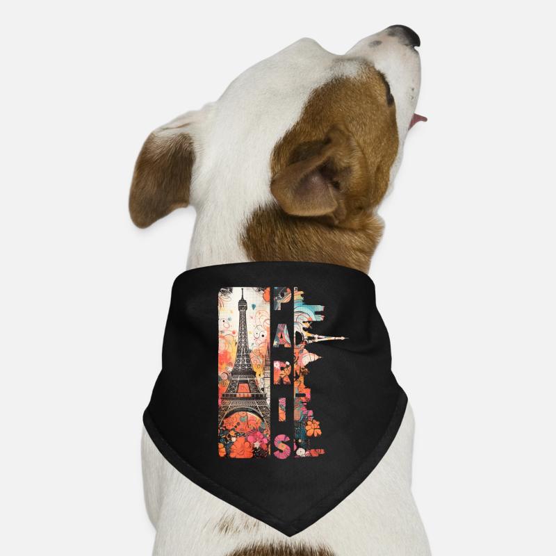 Paris Eiffelturm Frankreich Stadt Skyline Kunst Hunde-Bandana