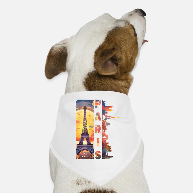 Paris Eiffelturm Frankreich Stadt Skyline Kunst Hunde-Bandana