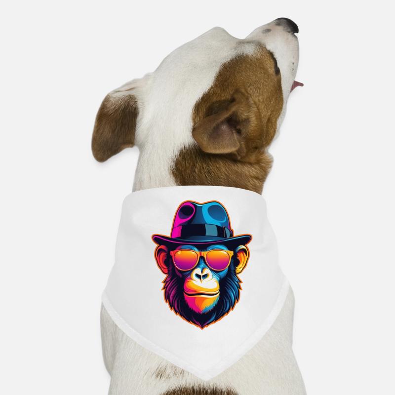 Neon-Affe - Hunde-Bandana - Weiß