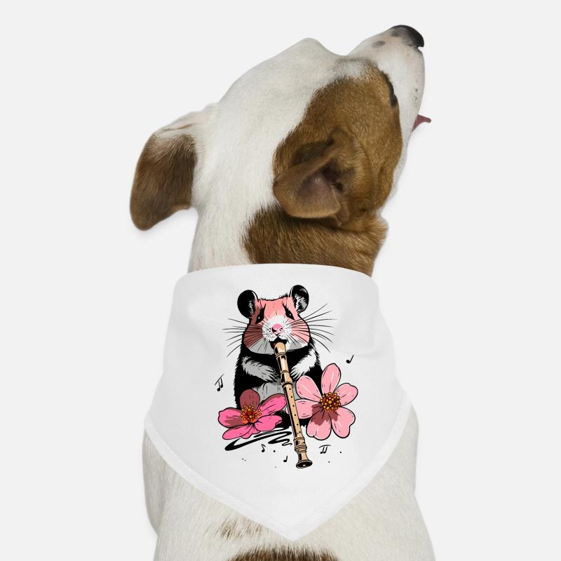 Hamster avec fleurs et flûte Bandana pour chien