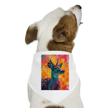 Hirsch im bunten Hintergrund - Hunde-Bandana - Weiß - Vorne