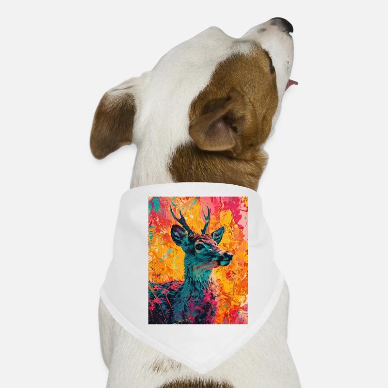 Hirsch im bunten Hintergrund Hunde-Bandana