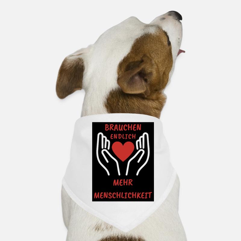 Herz- und Handdesign mit Botschaft - Hunde-Bandana - Weiß