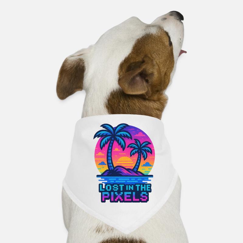 Pixelated Tropical Sunset Design Dog Bandana