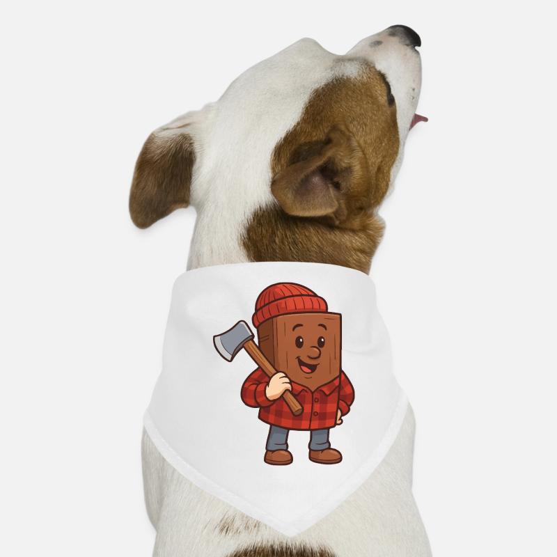 Wooden block with axe Cheerful design Dog Bandana