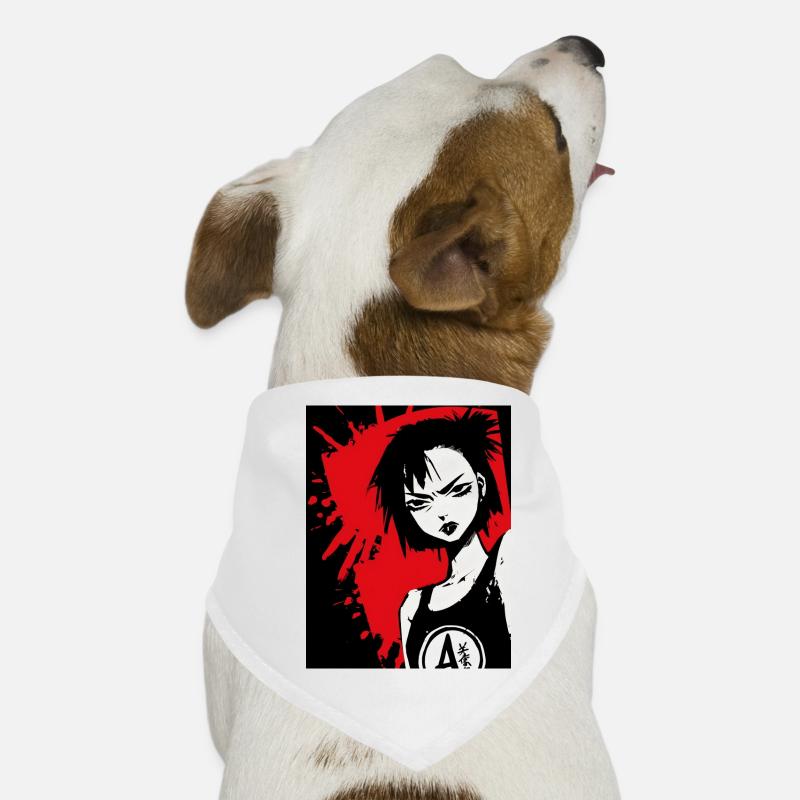 Comic Heroine Punk in Red-Black Contrast Dog Bandana
