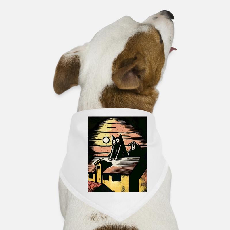 Moonlit night with black cat Dog Bandana