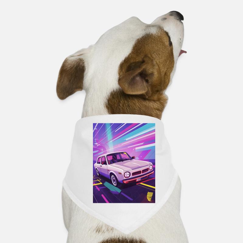 Synthwave Auto im Retro-Stil Hunde-Bandana