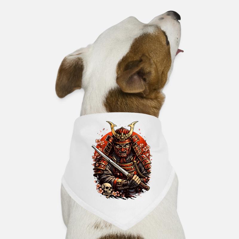 Samurai with cherry blossoms and skull Dog Bandana