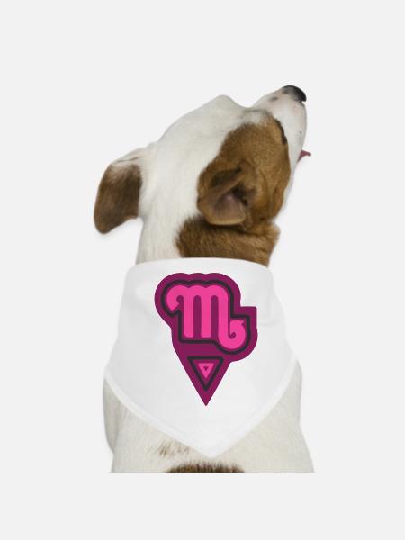Zodiac Tribal Scorpio and Water - Dog Bandana - white - Front