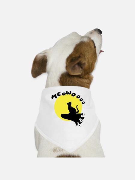 Drôle mignon chat hurlant illustration minimaliste - Bandana pour chien - blanc - Devant