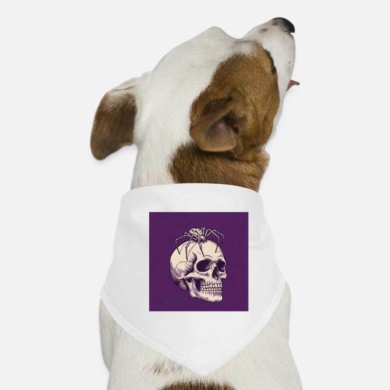 Schädel und Spinne – Dunkle Eleganz des Todes - Hunde-Bandana - Weiß