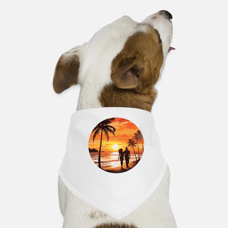 Strand Romantisches Paar - Hunde-Bandana - Weiß