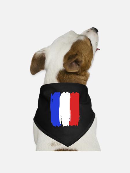 Fahne Frankreich Tricolore - Hunde-Bandana Dreieckstuch - Schwarz