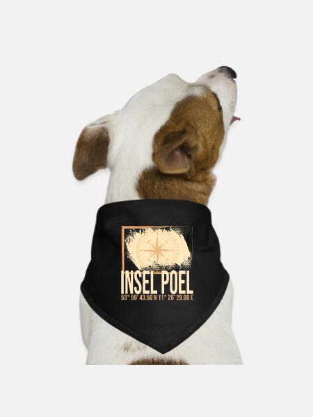 Insel Poel Koordinaten - Hunde-Bandana Dreieckstuch - Schwarz