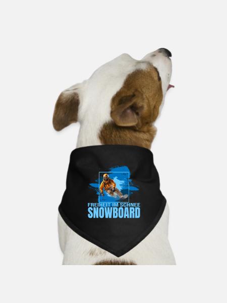 Freiheit im Schnee - Snowboard - Hunde-Bandana Dreieckstuch - Schwarz