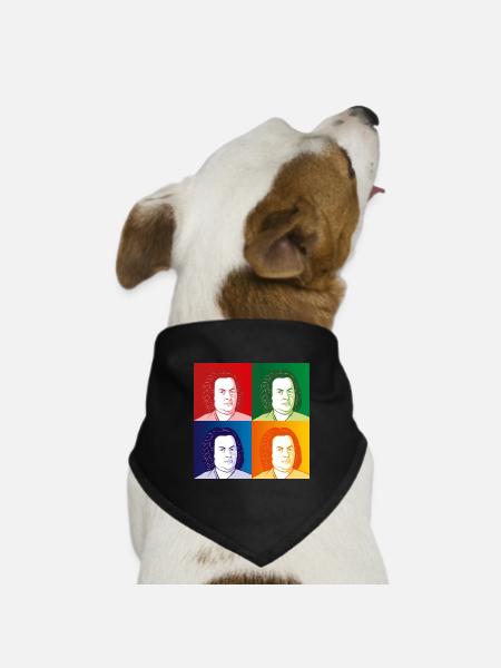 Johann Sebastian Bach im Cartoon Style - Hunde-Bandana Dreieckstuch - Schwarz