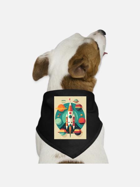 Rocket Launch Raketenstart - Hunde-Bandana Dreieckstuch - Schwarz