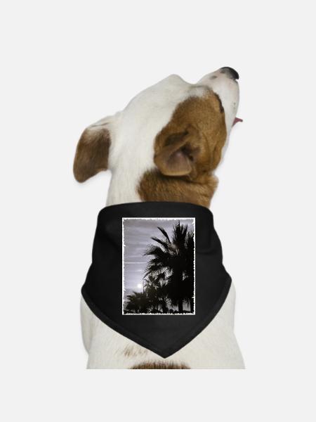 Palme mit Rand SW - Hunde-Bandana Dreieckstuch - Schwarz