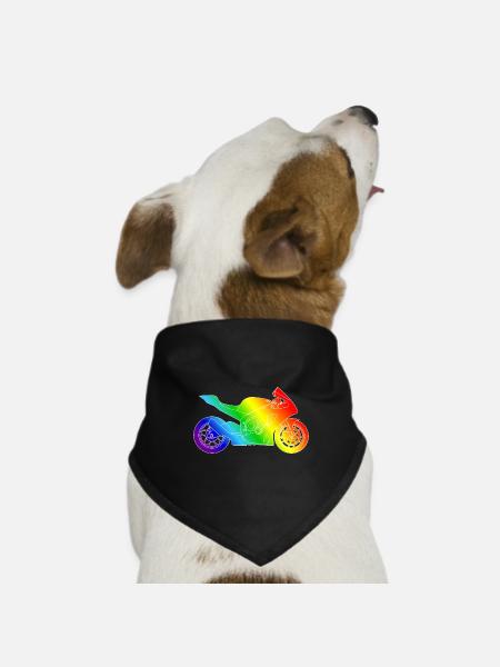 Supersport Motorrad in Regenbogenfarben - Hunde-Bandana Dreieckstuch - Schwarz