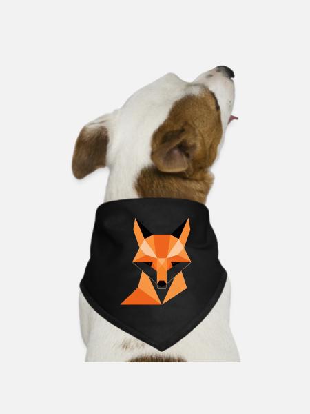 Geometrischer Fuchsdigitaldruck - Hunde-Bandana Dreieckstuch - Schwarz