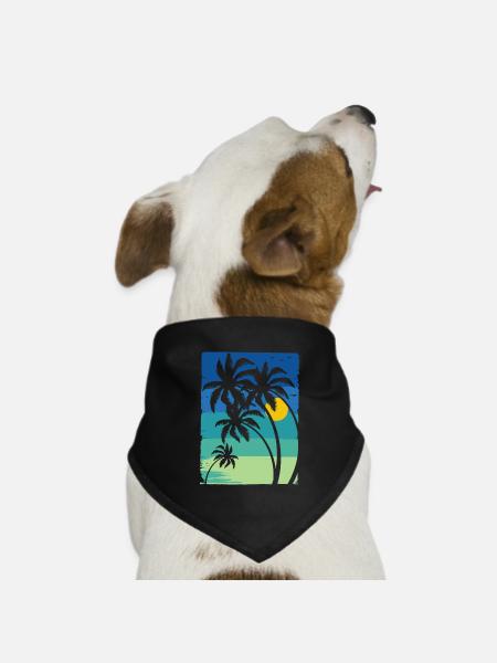 Palme, Palmen - Hunde-Bandana Dreieckstuch - Schwarz