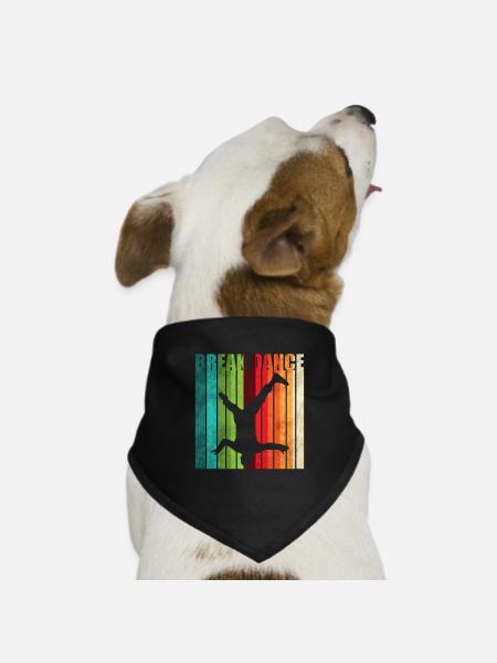 Breakdance Tanzen Hip Hop Rap 80er 90er - Hunde-Bandana Dreieckstuch - Schwarz