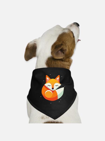 Fuchs schläft -modernes Tiermotiv in warmen Farben - Hunde-Bandana Dreieckstuch - Schwarz