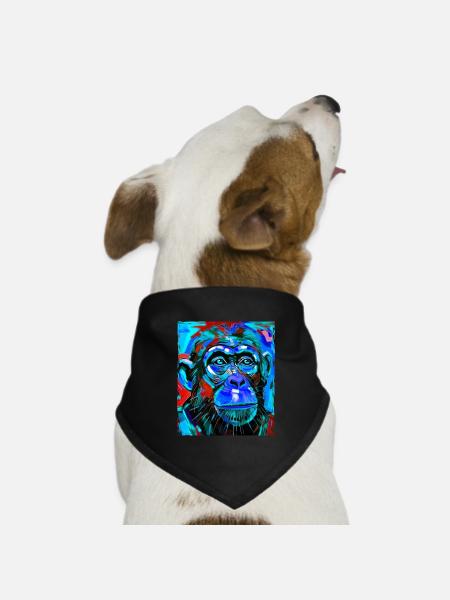 Affe Porträt - Hunde-Bandana Dreieckstuch - Schwarz