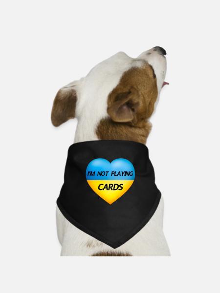 I'M NOT PLAYING CARDS – UKRAINE HERZ - Hunde-Bandana Dreieckstuch - Schwarz