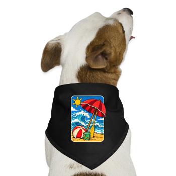 Retro Sunny Beach Day Illustration - Hunde-Bandana Dreieckstuch - Schwarz - Vorne
