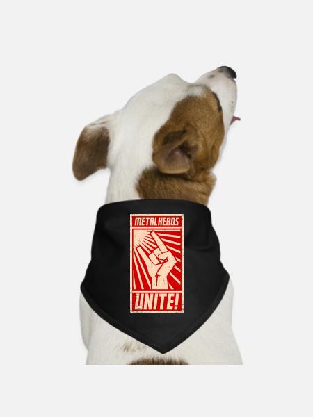 Metalheads, Unite! | Propaganda-Plakat-Stil - Hunde-Bandana Dreieckstuch - Schwarz