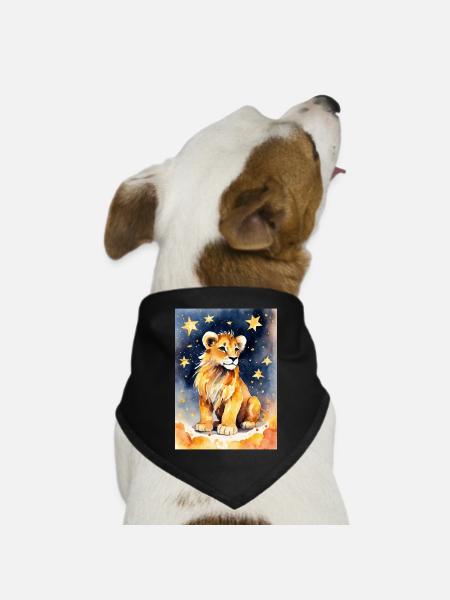 Sternzeichen Löwe - Hunde-Bandana Dreieckstuch - Schwarz
