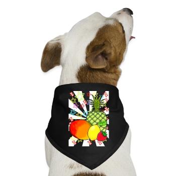 80er Obst Früchte Frucht Retro Teenie - Hunde-Bandana Dreieckstuch - Schwarz - Vorne